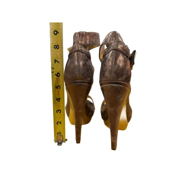 NWOT Michael Antonio Brown/Gold/Bronze Leather Platform Strappy Heels, SIZE 8 - Picture 16 of 17